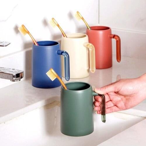 Toothbrushing Cup Household Transparent Handle Tooth Cylinder Couple Wash Cup Toothbrush Cup Travel Portable Mouthwash Cup