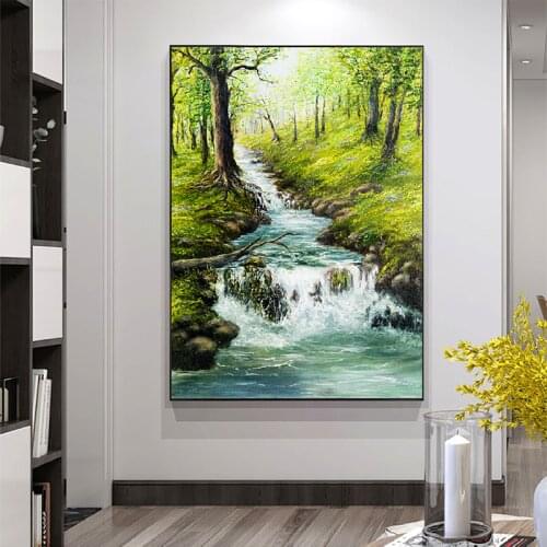 Tree And River Nature Scenery Decor Posters HD Prints Colour Wall Art Canvas Painting And Family Decorates Picture