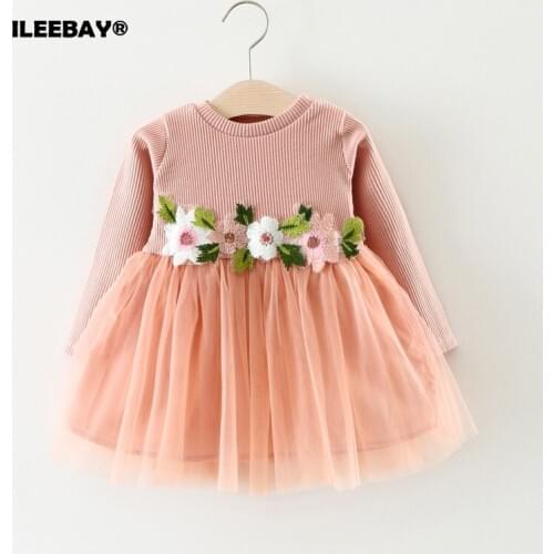 Kids Lolita Style Princes Dress for Baby Girls Pink & Blue Color Vestido Toddler Cotton Costume Children Comfortable Robe Fille
