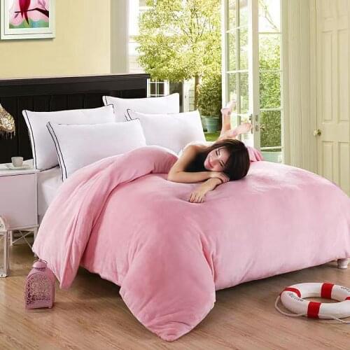 Nordic Solid Color Double-sided Plus Velvet Thicken Flannel Duvet Cover Single Double Queen Bedding Winter Quilt Cover