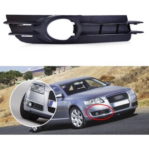 DWCX 1Pcs Black Front Right Bumper Fog Light Lamp Grill Grille 4F0 807 682 A 4F0807682A Fit for Audi A6 2005 2006 2007 2008