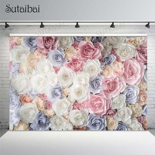 Valentines Day Rose Flower Backdrop Wedding Bridal Shower Romantic Party Photography Background Girl Portrait Decoration Props