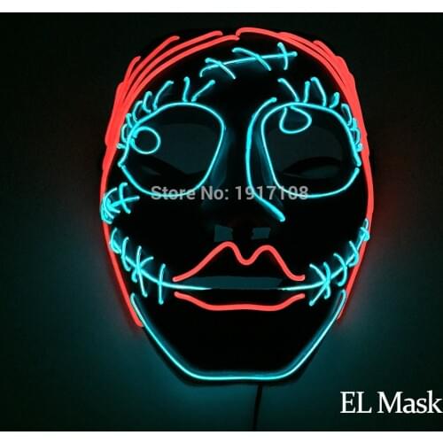 HOT EL wire mask for events party supplies and Halloween scteaming theme Party powered by DC-3V cold light mask