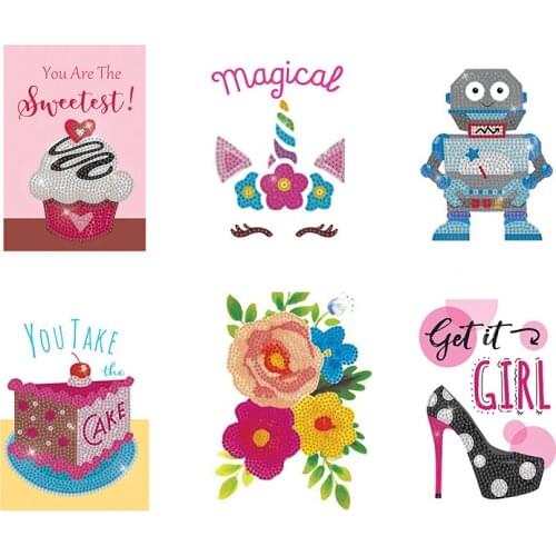 Happymems 4.75*7in 5D DIY Cute Cartoon Diamond Painting Card Postcards Animal Gift Embroidery Cross Stitch Crafts