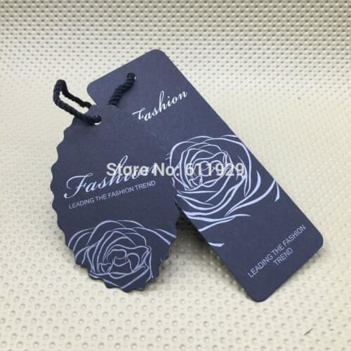 Custom clothing dress black matte paper printed tag/price tagging/garment printed label/cardboard tag/brand logo 1000 pcs a lot