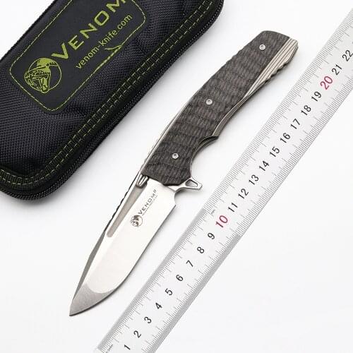 Kevin Knife John Venom 2 M390 Titanium Alloy Blade With Carbon Fiber Handle Outdoor Pocket Knives For Camping Hunting EDC Tools