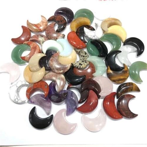 Colorful Moon Hand Carved Mixed Materials Crystals Healing Gemstones For Home Decoration 1pcs