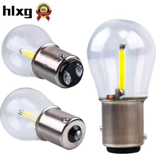 Hlxg 2PCS p21w bay15d ba15s P21/5W 1156 1157 led CAR LED Filament Light 2 COB Bulbs Turn Signal Tail Parking Reverse Lamp 12V DC