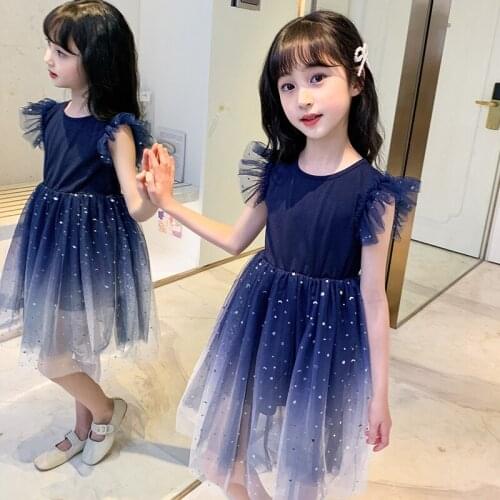 Summer Dresses For Girls Dot Pattern Girls Mesh Dresses Cute Children Princess Dress Party Costumes For Girls