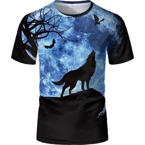 2020 Summer 3D Print Tshirt Men Streetwear Round Neck Short Sleeve Tees Tops Funny Animal For Male Clothes Casual Wolf T shirt