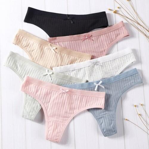 Hot Sale 1PC High Quality Womens Panties Thread Sexy Comfortable Female Low Waist Solid Popular Underwear Thong Cotton