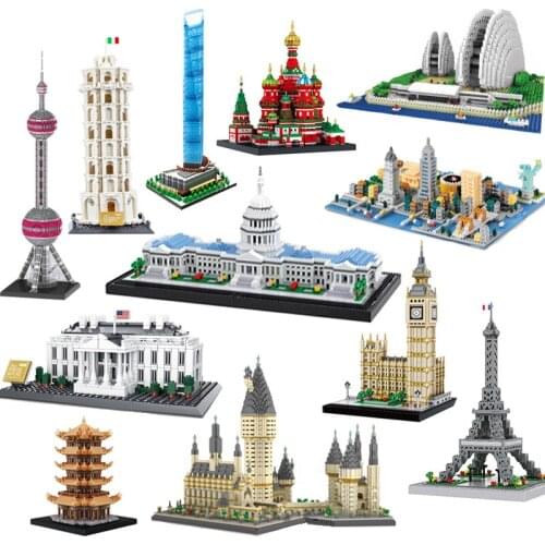 World Architecture Eiffel Tower Big Ben Leaning Tower White House Sydney Opera House Diamond Building Blocks Children Adult Toys