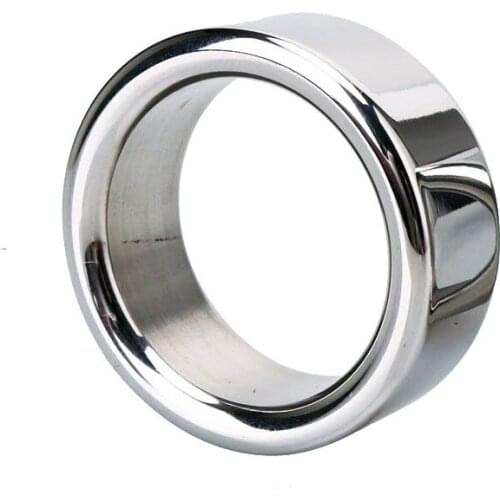 Male Metal stainless steel penis lock cock ring ball stretcher head delay time extend testicles sex toy for man