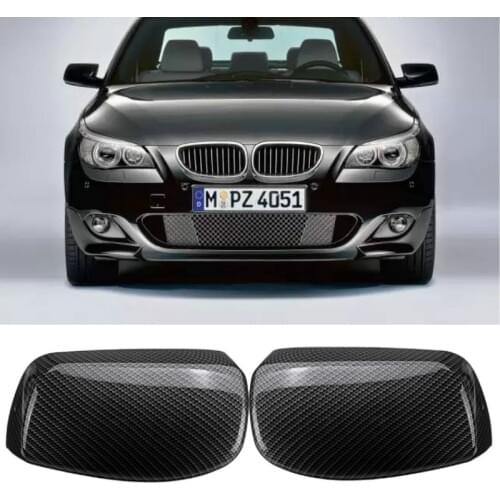 1 Pair ABS Carbon Fiber Look Side Rearview Wing Mirror Cover Caps for BMW E60 E61 E63 E64 2003 2004 2005 2006 2007 2008