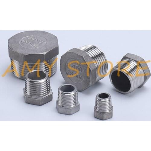 1Pc 1/4" 3/8 1/2" 3/4 1" 1.2 1.5 2"BSPT Male Thread 304Stainless Steel Pipe Plug Outer Hexagon Head Socket Pipe Fittings End Cap