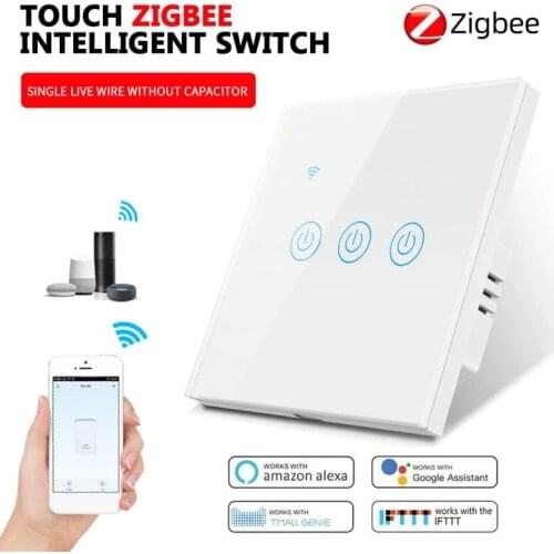 ZigBee Wall Touch Switch EU No Neutral Wire Required Smart Light Switch 1/2/3 Gang Tuya Smart Home Works with Alexa Google Home