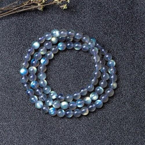 Natural Genuine Grey 6MM Light Labradorite Stone 108 Beads Bracelet For Buddha Jewelry Women Men Accessories Gift
