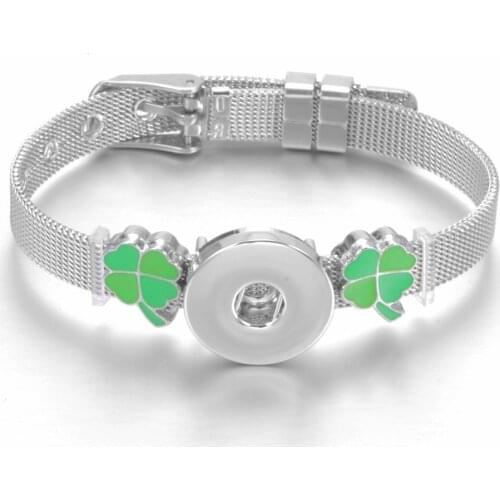 New Clover Charms Stainless Steel 18mm snap bracelets & Bangle 18mm Snap Button Jewelry For DIY Snap Jewelry SZ0452h