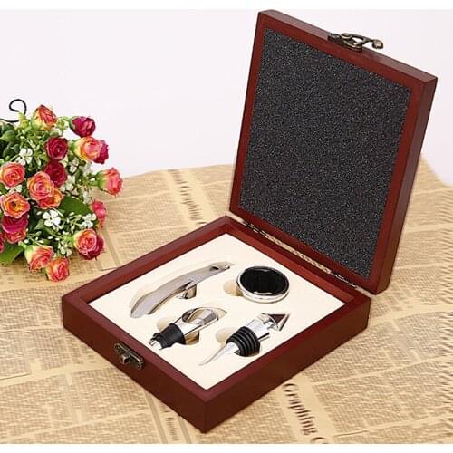 Wine Bottle Opener Wine Corkscrew Set With Wood Gift Box Stainless Steel Cork Out Remover Wine Accessory Kit Bar Accessory Tool