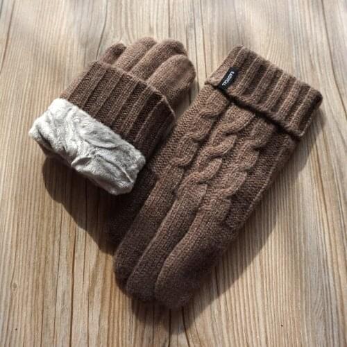 Mens Touch Screen Gloves Winter Warm Fashion Male Autumn Driving Velvet Thick Wool Warm Kniting Gloves Mittens Free shipping