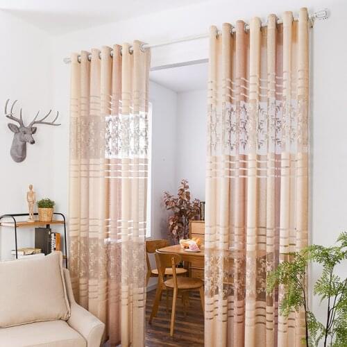 Custom curtain Europe emvroidered Flora cloth cotton hollow emboss simple livingroom bedroom window curtain tulle yarn M482