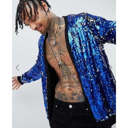 S-2XL ! 2020 New Mens clothing slim big bang sequins suit Plus size Jackets are cool male host singer Stage Performance costume