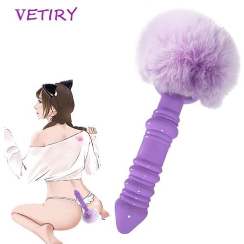 VETIRY Rabbit Girl Tail Sex Toys Silicone Plush Anal Plug Tail Cosplay Cute Tail Anal Erotic Toy For Couples Women Butt Plug