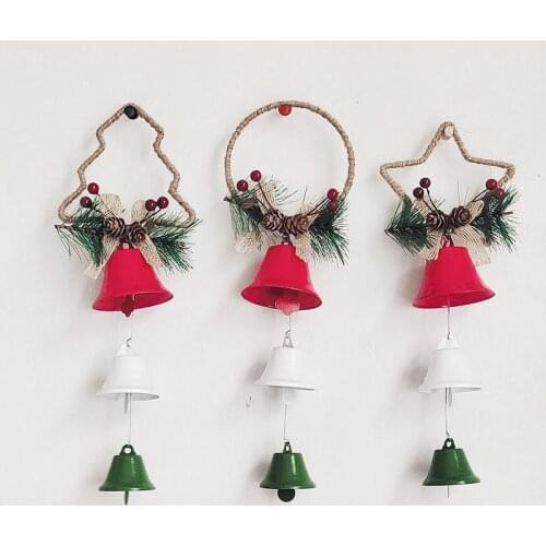 Twine Christmas Tree Bell Pendant 3D Christmas Ornament Hanging Pendants Star Xmas Tree Bell Christmas Decorations Home Navidad