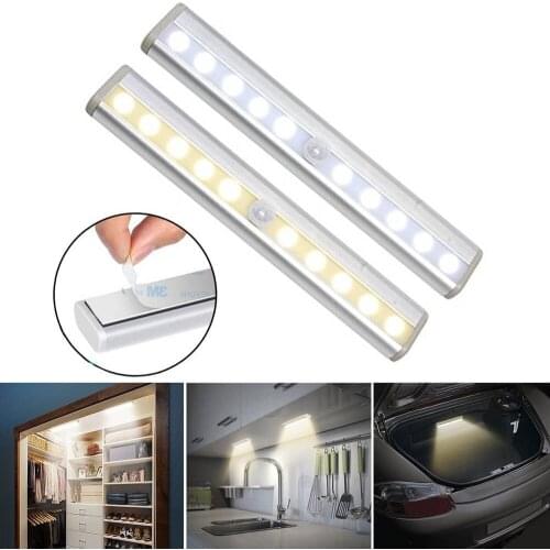 Smart Pir Motion Sensor Led Strip Light Flexible Adhesive Lamp Tape Delay Time Adjustable for Closet Stairs Kitchen Cabinet