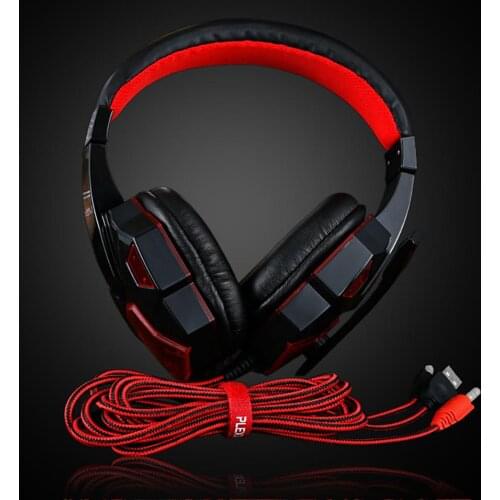 LED Light Soft Ear Muff Adjustable Over-ear PC Notebook Gaming Wired Headset