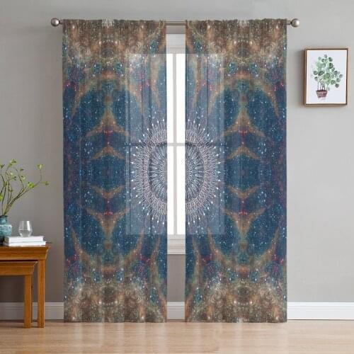 Colorful Mandala Window Treatment Tulle Modern Sheer Curtains for Kitchen Living Room the Bedroom Curtains Decoration