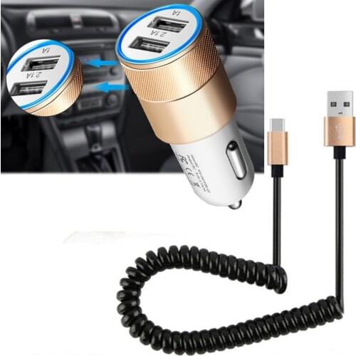 Type C Spring USB Charing Cable Add 2USB Ports Car Charger for Samsung Galaxy S11 Plus S11E S10 S10E A71 A51 M30S A50 A40 A30