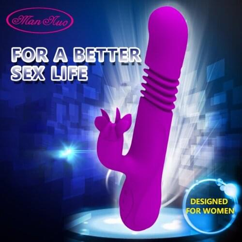 Man Nuo Heating Rabbit G-Spot Vibrators 10 Speed Vibrating Massager Tongue Rotating Vibrator Clitoral Adult Sex Toys for Women