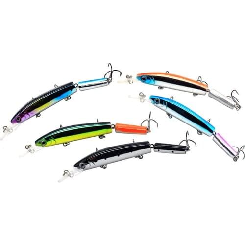 Wokotip 2 section Body Pike Minnow Sea Fishing Lure 14.7cm 15.3g Hard Bait Swimbait Origin Hook for Fishing Pike