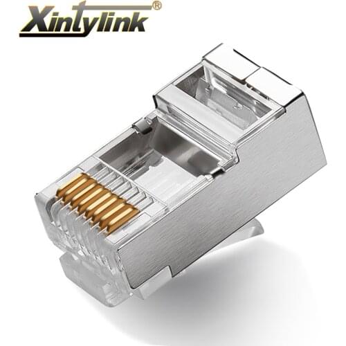 Xintylink rj45 connector rj 45 plug cat5 cat5e ethernet cable network jack 8P8C stp ftp metal shielded cat lan modular terminals