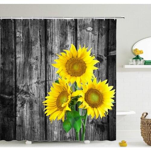 3D Printed Sunflower Flower Bath Screens Bathroom Shower Curtain waterproof Polyester Cloth Home Decor Multi-size Shower Curtain