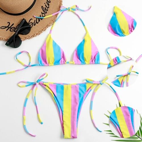 Women Leaves Print Bandage Bikini Set Push-up Brazilian Swimwear Beach Swimsuit Bathing Suits Biquini Female Dropshipping L3