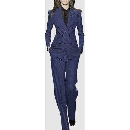 Office Ladies Womens Pantsuit Business Classic Double-Breasted Buttons Blazer Pants Set Two Piece Formal Suits Sets Elegant