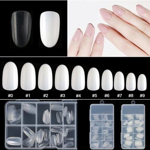 100 Pieces/Box Short Nails Press On Nails Full Cover Round Shape False Nail Tips 10 Sizes Acrylic Fake Nails Art For Fingernails