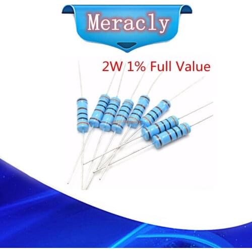 20pcs 2W 1% Metal film resistor 1.2K 1.5K 1.8K 2K 2.2K 2.4K 2.7K 3K 3.3K 3.6K 3.9K 4.3K 4.7K 5.1K 5.6K 6.2K 6.8K ohm