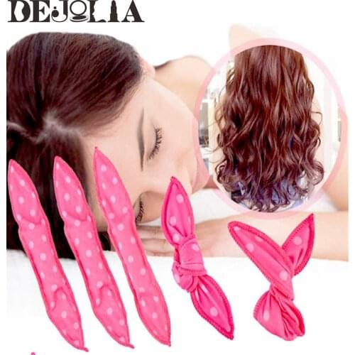 5pcs DIY Polka Dot Curls Hair Curlers Magic Sponge Pillow Soft Curls Bowknot Sleep Salon Care Styling Beauty