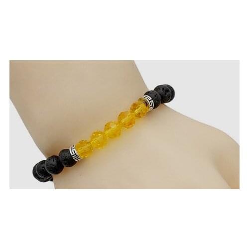 8mm yjn4 glass crystal elastic thread adjusted black volcanic lava Bracelet Stone bead essential oils diffuser Buddha Yoga