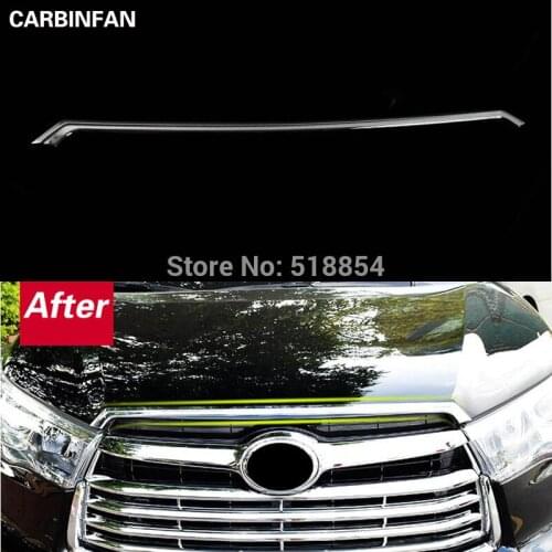 ACCESSORIES FIT FOR TOYOTA HIGHLANDER KLUGER 2014 2015 2016 CHROME FRONT HOOD BONNET GRILL LIP MOLDING COVER TRIM BAR GARNISH