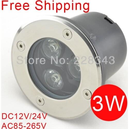 FREE SHIPPING 3W DC12V/24V AC85-265V IP68 LED underground lamp, Buried/Inground light 2 years warranty outdoor/garden using