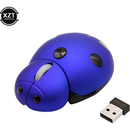 Wireless Laser Mini Ergonomic Computer Mouse Portable Creative Ladybug Shape Cute Usb Animal Mause Gift PC Mice For Laptop
