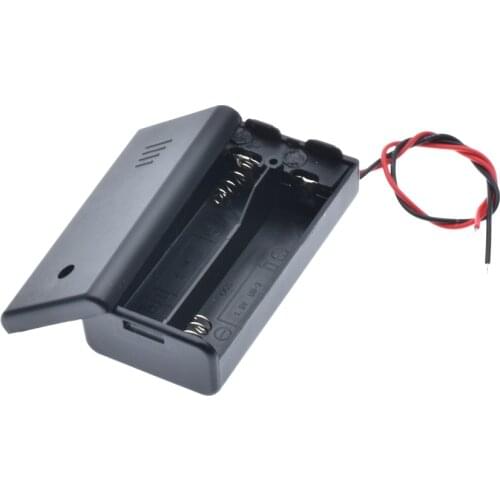 Black 2 AA Battery Holder Box Case With Switch New 2 AA 2A Battery Holder Box Case With Switch 1PC