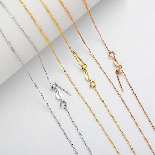 Pure 18K Yellow Gold Necklace Chain Women O Link Chain Necklace