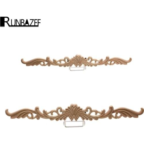 RUNBAZEF Wood Decoration Carving Flower Piece Door Decals Decorative Furniture Vintage Home Decor Figurines Miniatures Ornaments