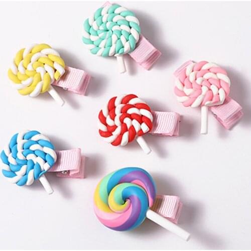 Children Candy Color Hair Clips Cute Lollipop Rainbow Hairpins Girls Cartoon Cloud Barrettes Kids Hair Accessories Headdress