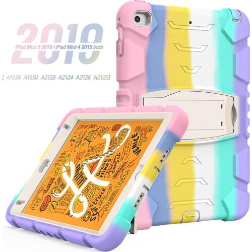 Child Case For iPad mini4 7.9"Three Layer Hybrid Hard Plastic Cover for iPad mini5 New tablet protective sleeve Bracket function